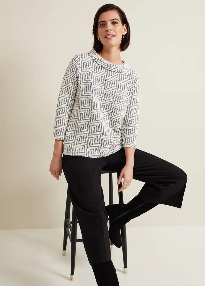 Phase Eight Rena Textured Top Ivoryblack Women Tops and TShirts