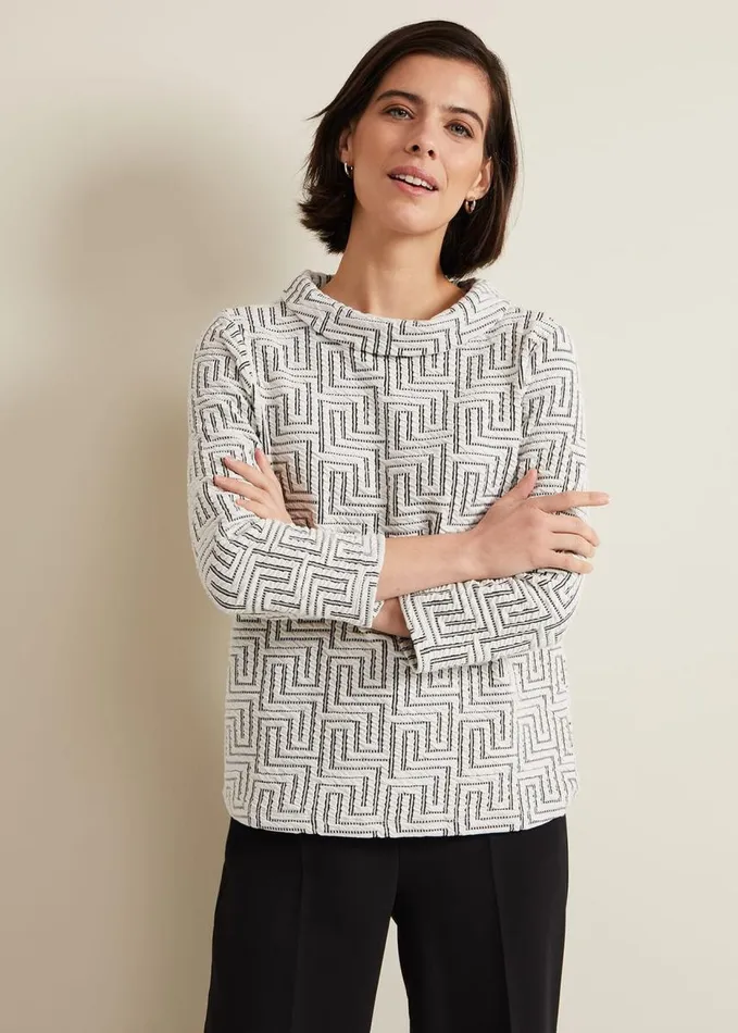 Phase Eight Rena Textured Top Ivoryblack Women Tops and TShirts