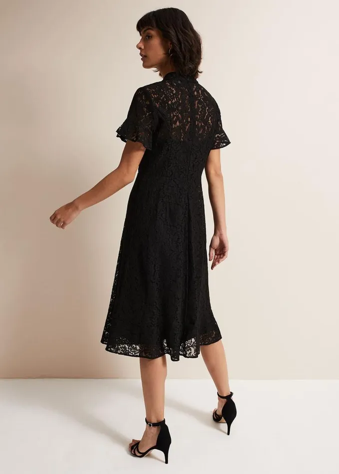 Phase Eight Rimsha Black Lace Midi Dress Black Women Dresses