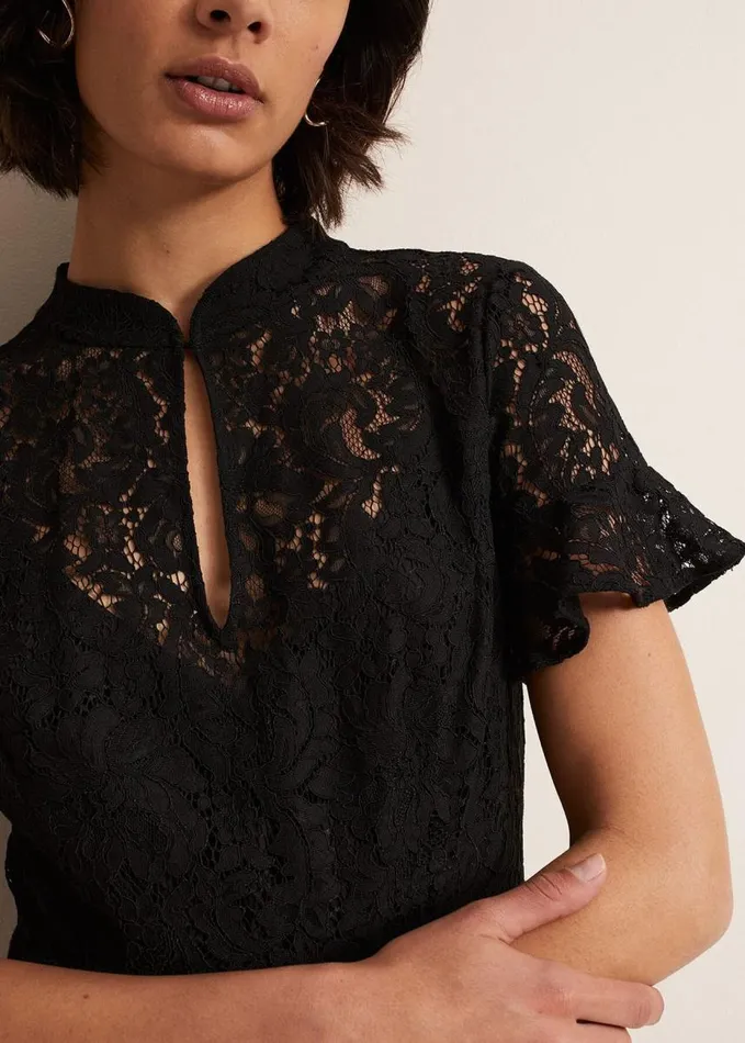 Phase Eight Rimsha Black Lace Midi Dress Black Women Dresses