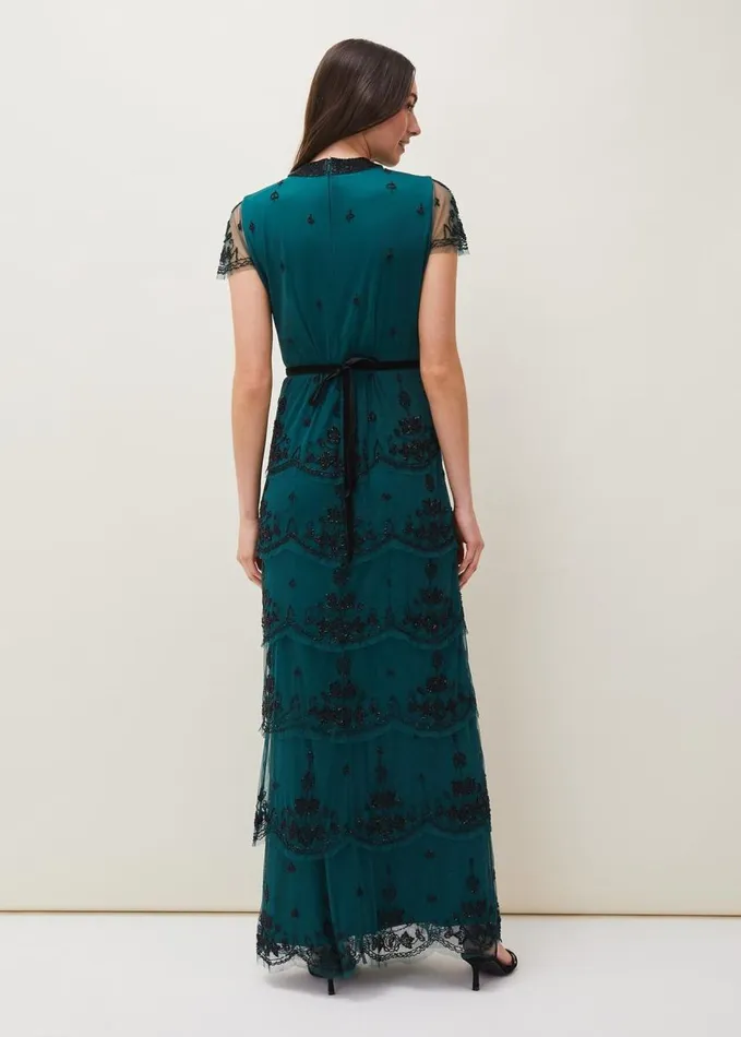 Phase Eight Roberta Layered Maxi Dress Blackforest Women Dresses