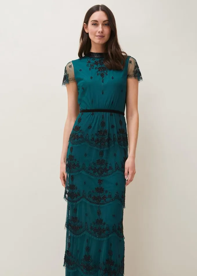 Phase Eight Roberta Layered Maxi Dress Blackforest Women Dresses