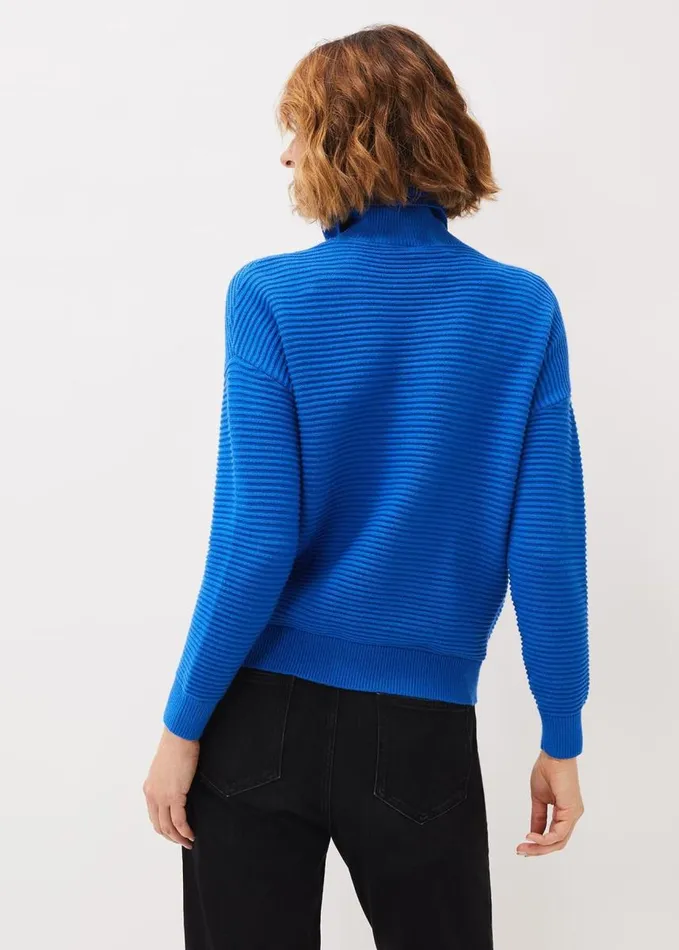 Phase Eight Rocco Ribbed Roll Neck Jumper Sky Blue Women Knitwear