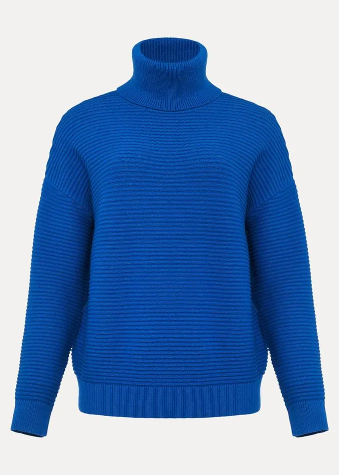 Phase Eight Rocco Ribbed Roll Neck Jumper Sky Blue Women Knitwear