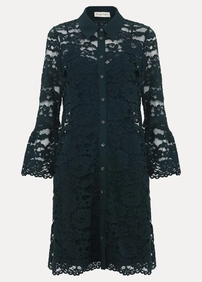 Phase Eight Rojina Teal Lace Shirt Dress Teal Women Dresses