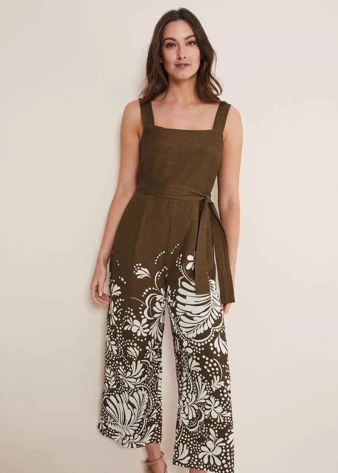 Phase Eight Rosalia Wide Leg Jumpsuit Khaki Women Dresses
