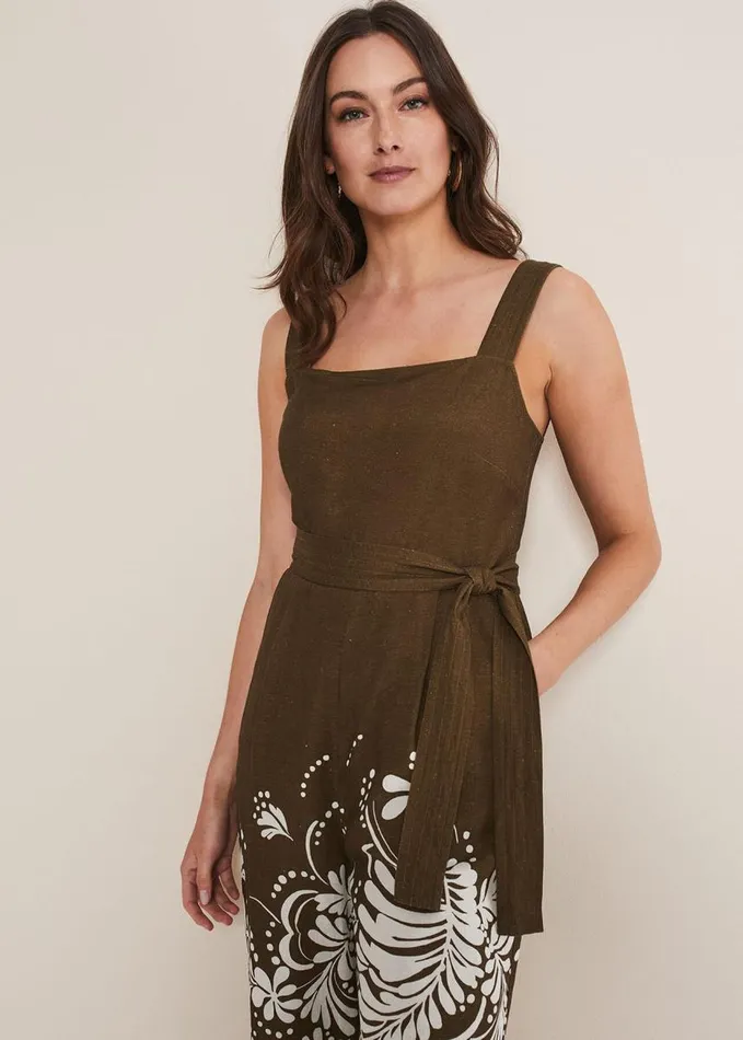 Phase Eight Rosalia Wide Leg Jumpsuit Khaki Women Dresses