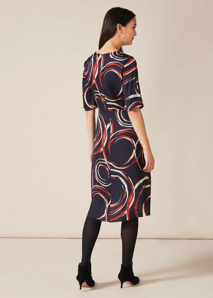 Phase Eight Rosina Swirl Satin Dress Navymulti Women Dresses