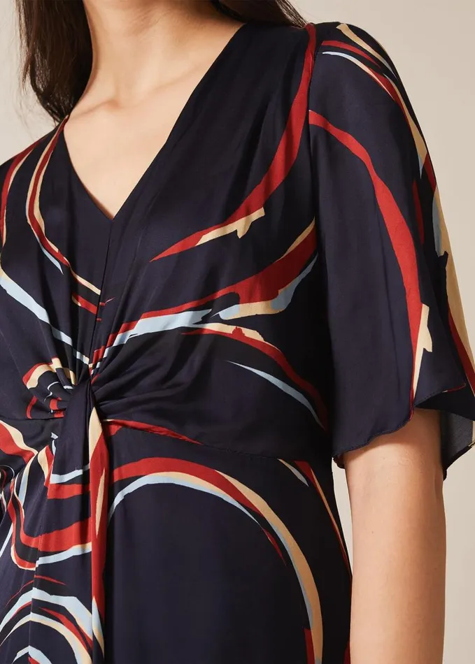 Phase Eight Rosina Swirl Satin Dress Navymulti Women Dresses