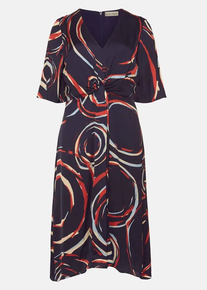 Phase Eight Rosina Swirl Satin Dress Navymulti Women Dresses