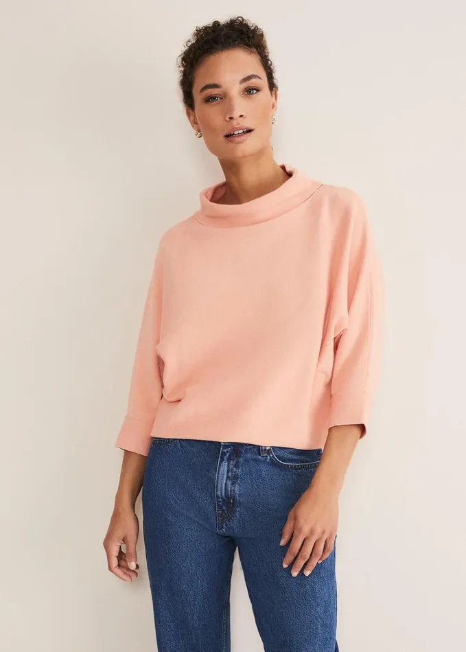 Phase Eight Salima Funnel Neck Knit Pale Apricot Women Knitwear