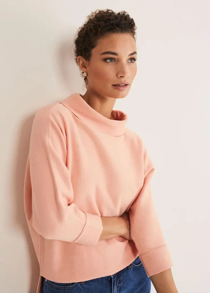 Phase Eight Salima Funnel Neck Knit Pale Apricot Women Knitwear