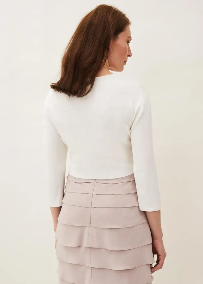 Phase Eight Salma Lightweight Knitted Jacket Ivory Women Knitwear