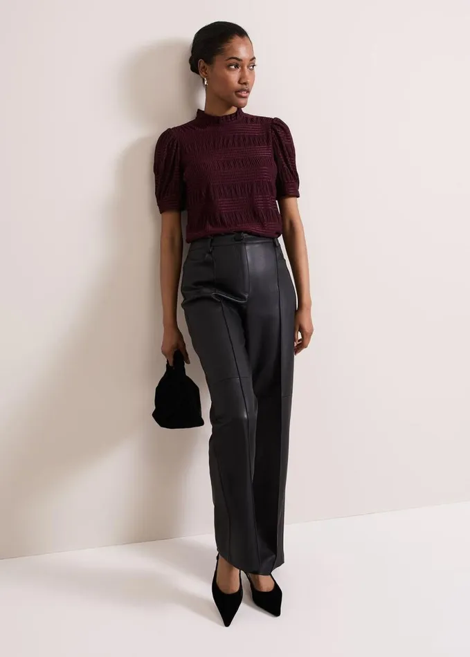 Phase Eight Samiha Textured Top Burgundy Women Tops and TShirts