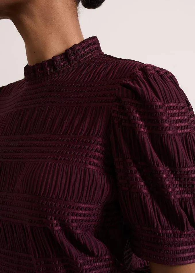Phase Eight Samiha Textured Top Burgundy Women Tops and TShirts