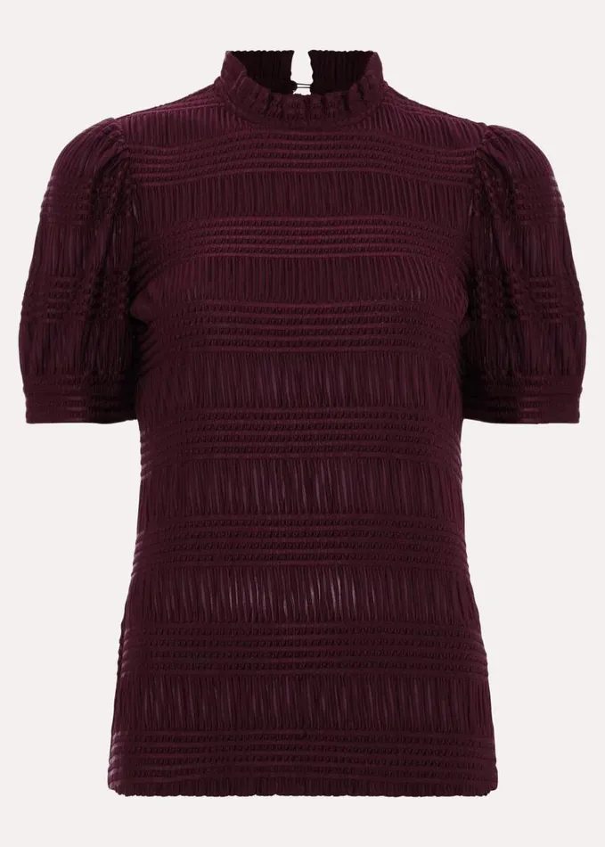 Phase Eight Samiha Textured Top Burgundy Women Tops and TShirts