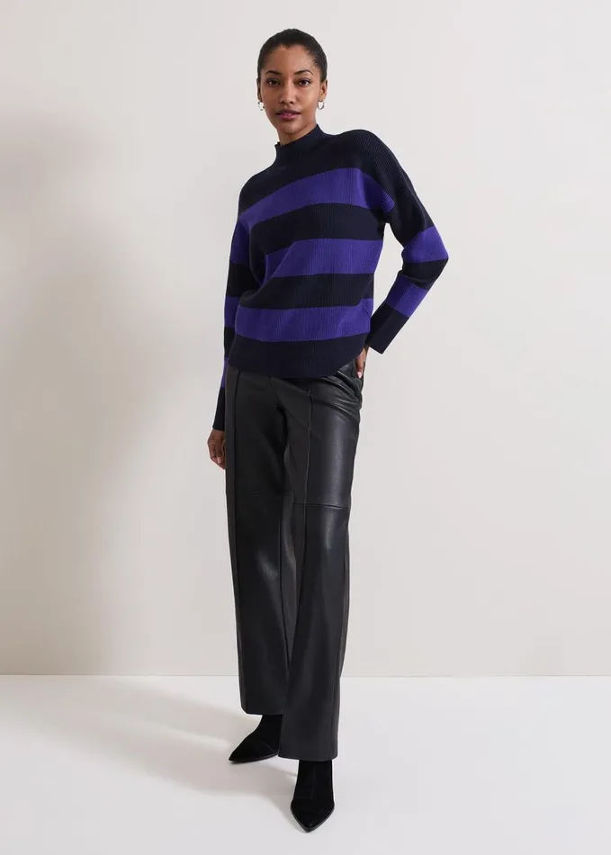 Phase Eight Sammi Stripe Jumper Navy Women Knitwear