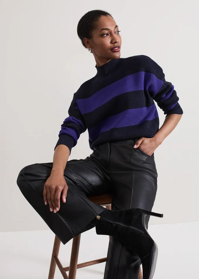 Phase Eight Sammi Stripe Jumper Navy Women Knitwear