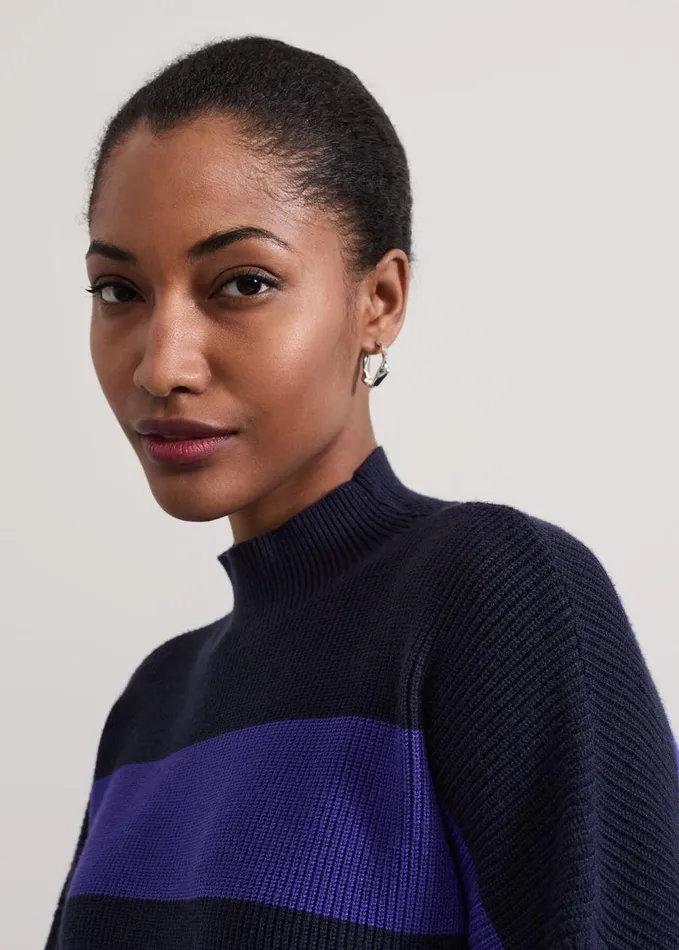 Phase Eight Sammi Stripe Jumper Navy Women Knitwear