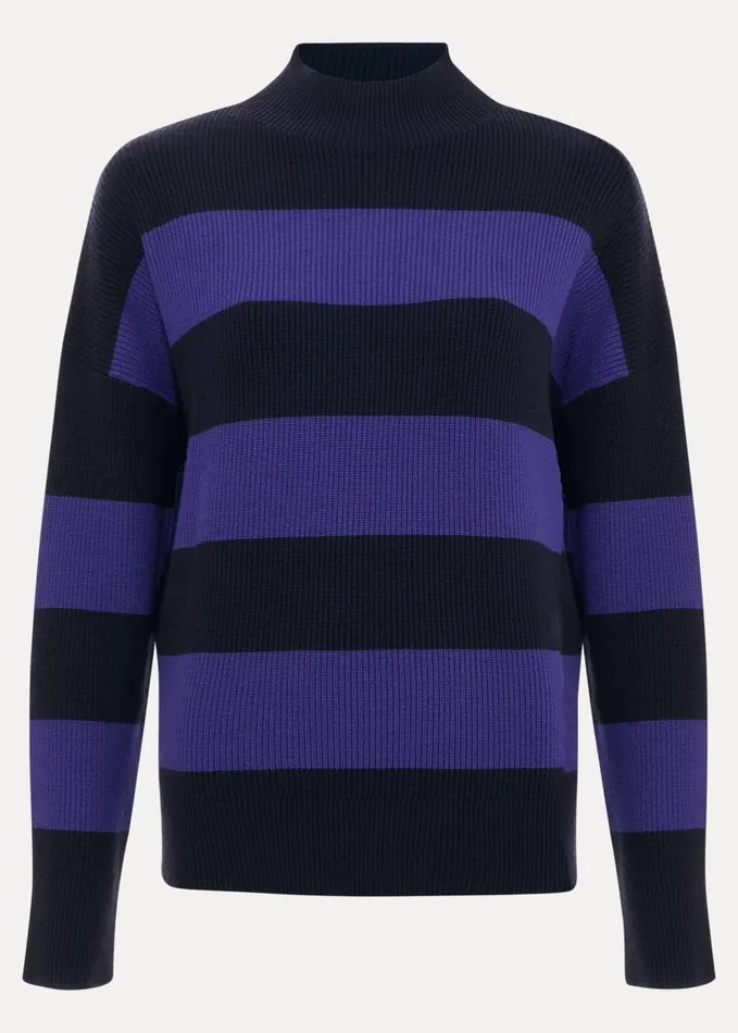 Phase Eight Sammi Stripe Jumper Navy Women Knitwear