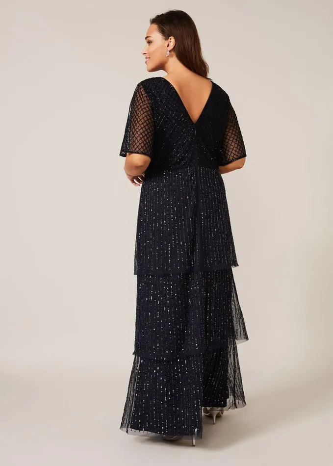 Phase Eight Sascha Beaded Maxi Dress Navy Women Dresses