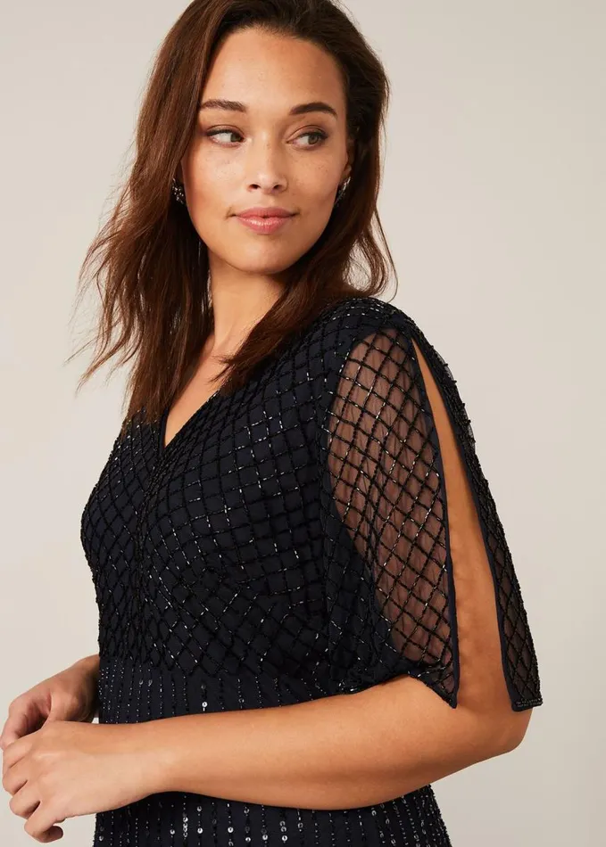 Phase Eight Sascha Beaded Maxi Dress Navy Women Dresses