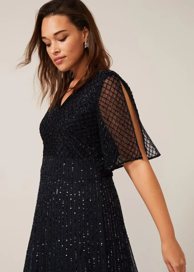 Phase Eight Sascha Beaded Maxi Dress Navy Women Dresses