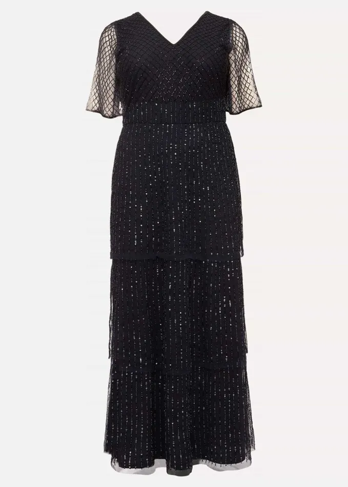 Phase Eight Sascha Beaded Maxi Dress Navy Women Dresses