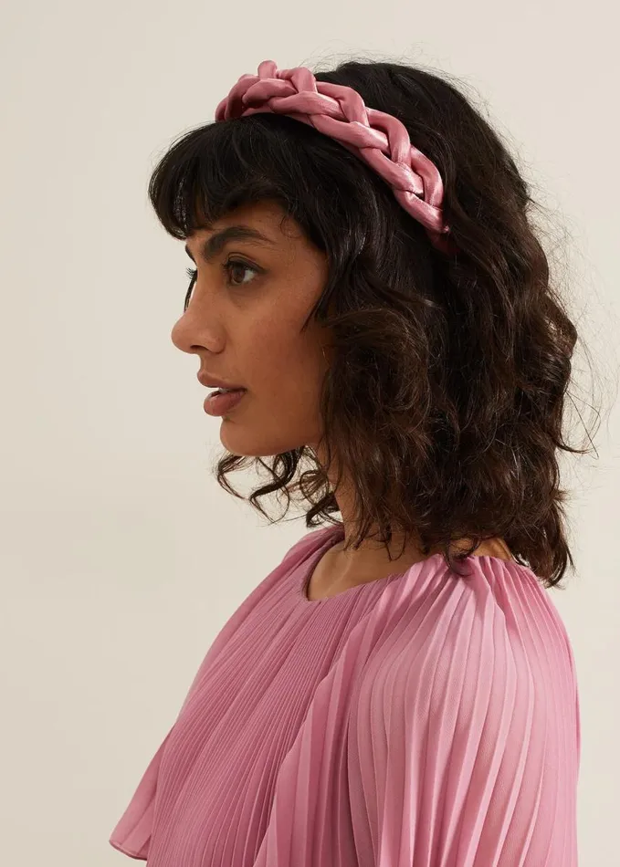 Phase Eight Satin Plaited Headband Pale Pink Women Fascinators and Hats