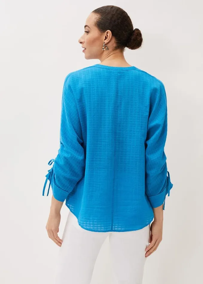 Phase Eight Savvy Check Blouse Turquoise Women Shirts and Blouses