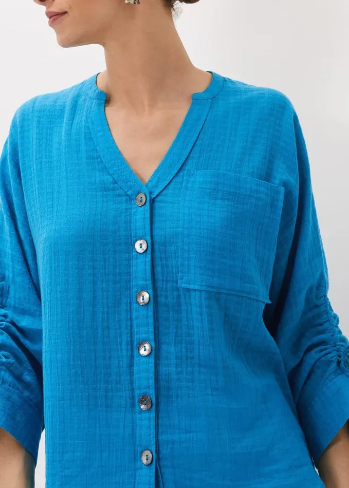 Phase Eight Savvy Check Blouse Turquoise Women Shirts and Blouses