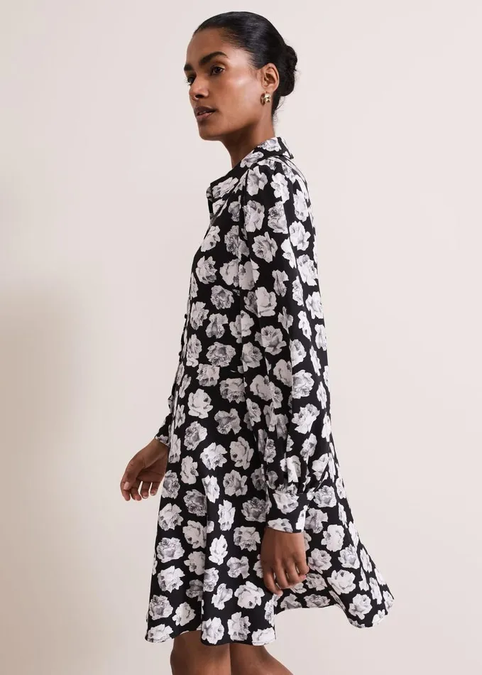 Phase Eight Selika Floral Swing Mini Dress Blackmulti Women Dresses