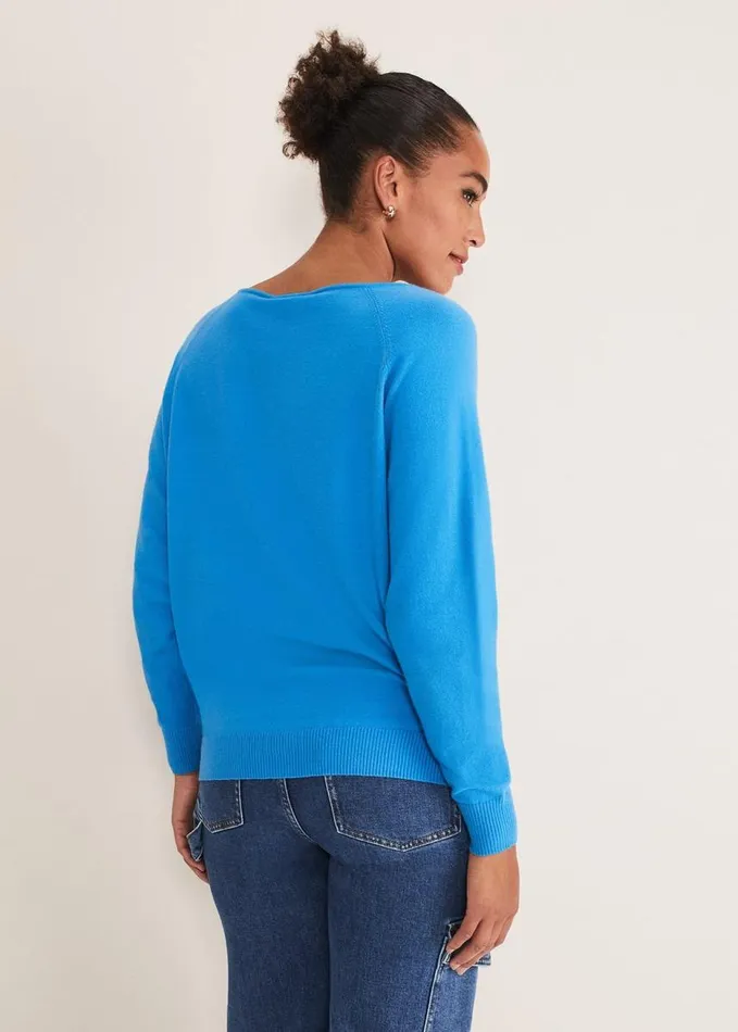 Phase Eight Senita V Neck Knit Jumper Pop Blue Women Knitwear