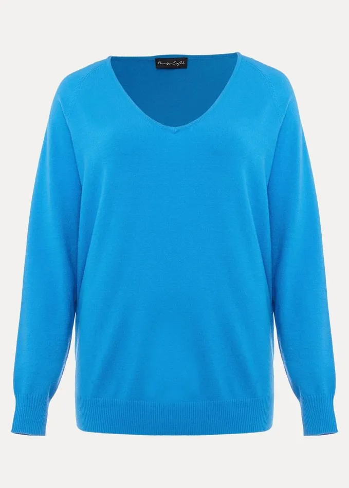 Phase Eight Senita V Neck Knit Jumper Pop Blue Women Knitwear
