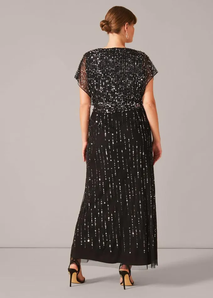 Phase Eight Shante Sequin Maxi Dress Black Women Dresses