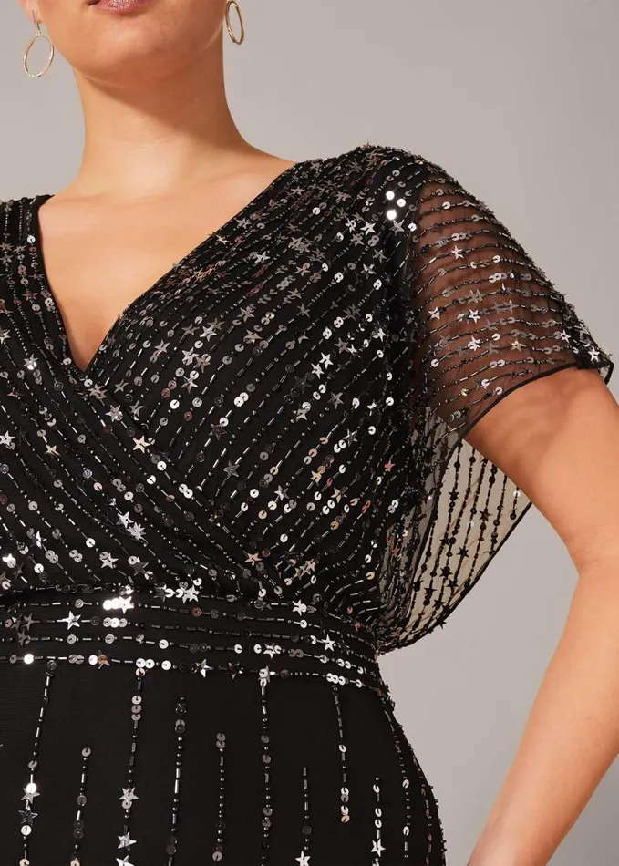 Phase Eight Shante Sequin Maxi Dress Black Women Dresses