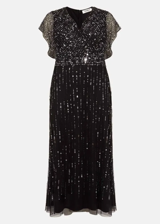 Phase Eight Shante Sequin Maxi Dress Black Women Dresses