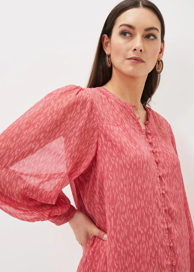 Phase Eight Sharpay Printed Chiffon Blouse Multicoloured Women Shirts and Blouses