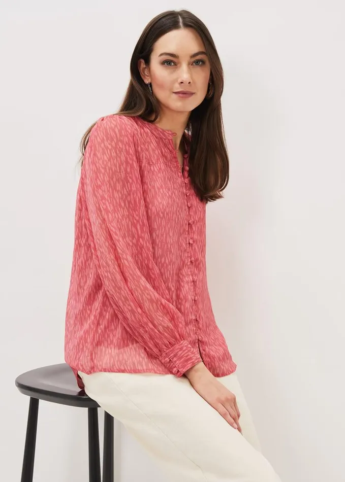 Phase Eight Sharpay Printed Chiffon Blouse Multicoloured Women Shirts and Blouses