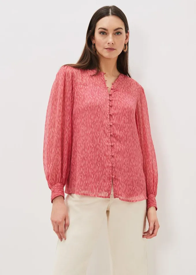 Phase Eight Sharpay Printed Chiffon Blouse Multicoloured Women Shirts and Blouses