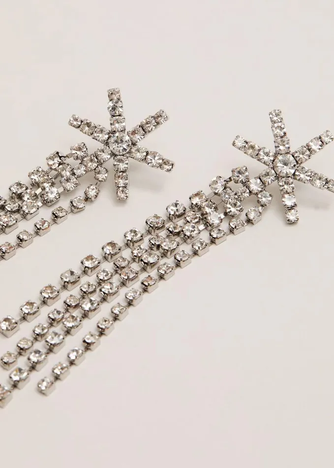 Phase Eight Silver Sparke Star Drop Earrings Silver Women Jewellery