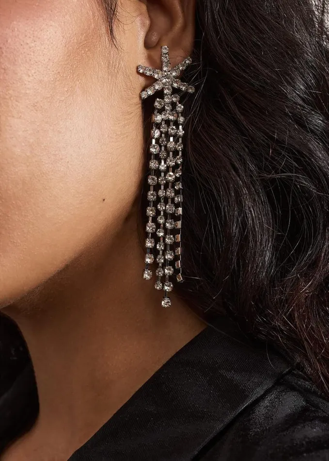 Phase Eight Silver Sparke Star Drop Earrings Silver Women Jewellery