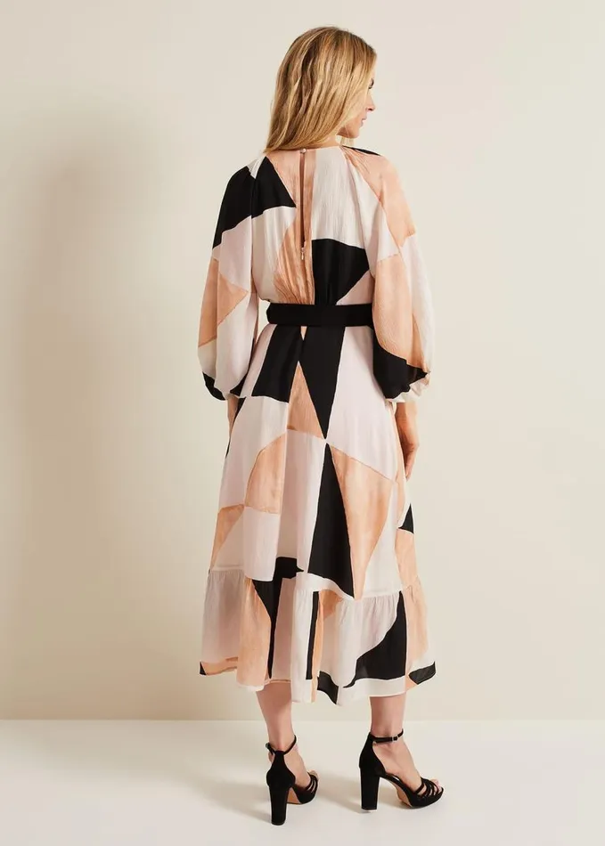 Phase Eight Sophia Colourblock Belted Midi Dress Multicoloured Women Dresses