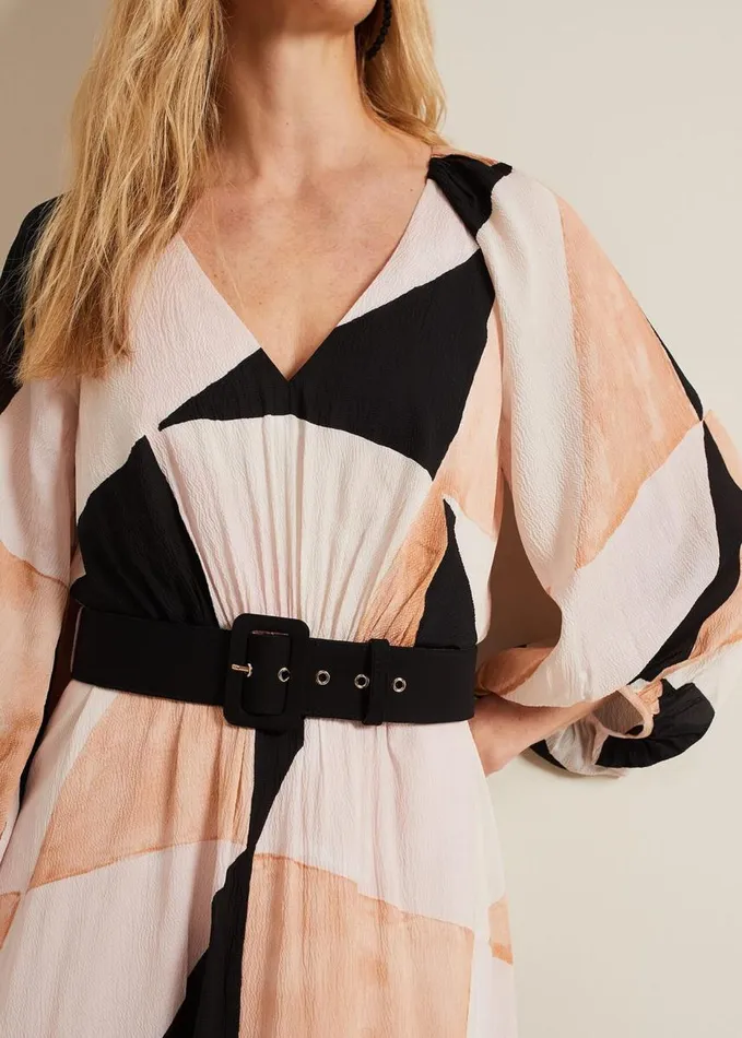 Phase Eight Sophia Colourblock Belted Midi Dress Multicoloured Women Dresses