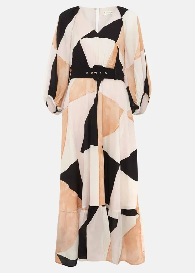 Phase Eight Sophia Colourblock Belted Midi Dress Multicoloured Women Dresses