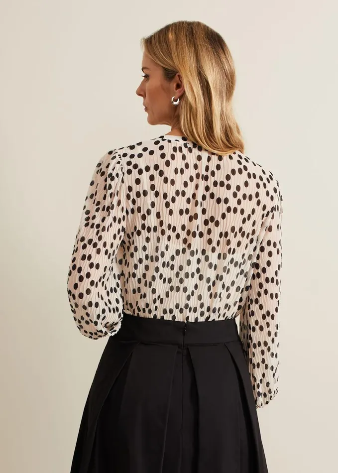 Phase Eight Sophia Spot Textured Mesh Top Ivory Women Tops and TShirts