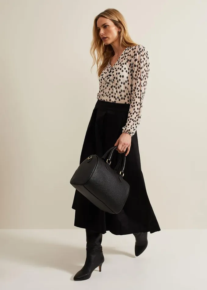 Phase Eight Sophia Spot Textured Mesh Top Ivory Women Tops and TShirts