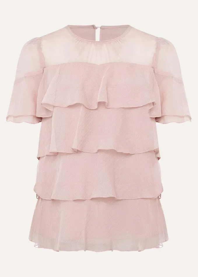Phase Eight Stacey Ruffle Blouse Soft Pink Women Shirts and Blouses