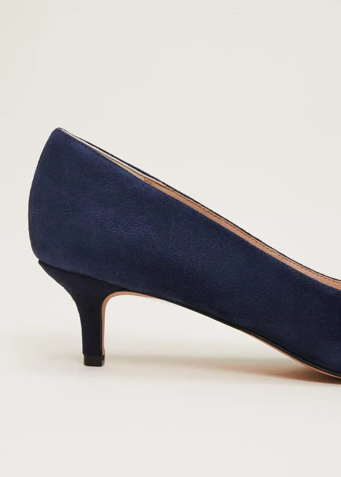 Phase Eight Structured Bow Kitten Heel Navy Women Occasion Shoes