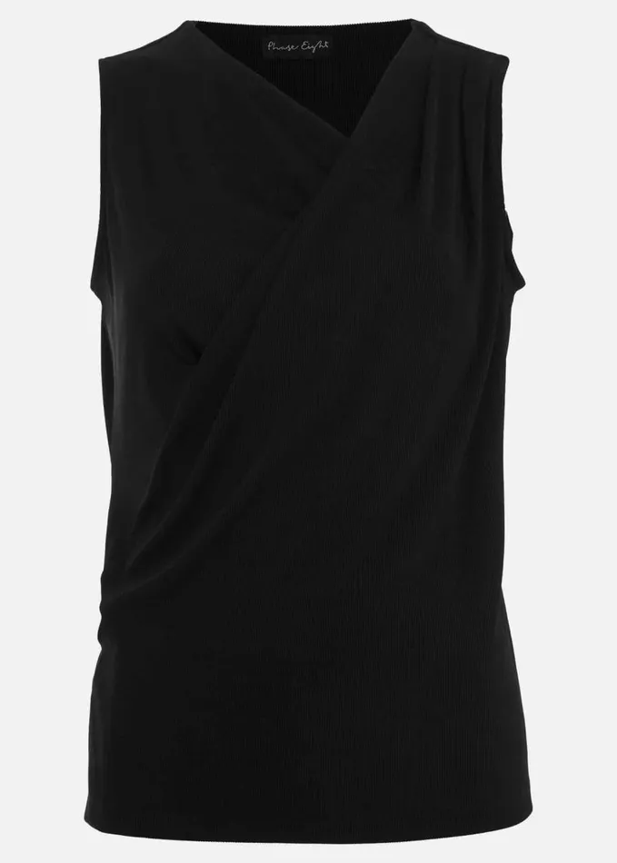 Phase Eight Sutton Sleeveless Drape Rib Top Black Women Tops and TShirts